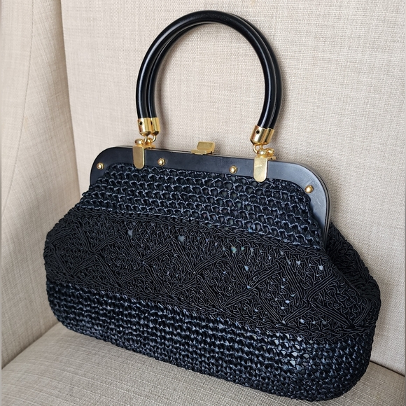 Lefcort Made In Italy Black Handbag - Picture 3 of 8